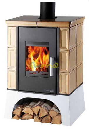 Teplovodní krbová kamna Eboli AL 2 hnědá s přívodem externího vzduchu 12,2 kW / Haas + Sohn CZ / 