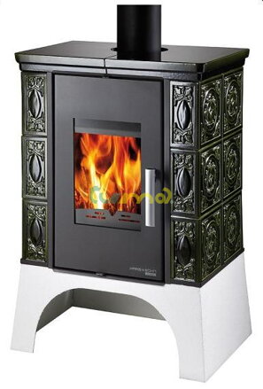 Teplovodní krbová kamna Empoli AL 2 bordó s přívodem externího vzduchu 12,2 kW / Haas + Sohn CZ / 