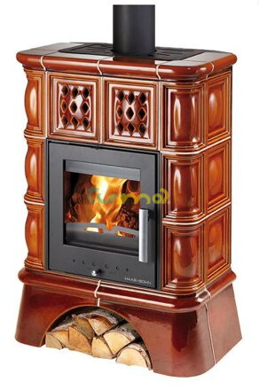 Teplovodní krbová kamna Treviso 2 slonová kost kachlový sokl / 8,2 kW / / Haas + Sohn CZ /
