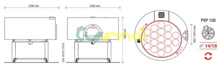 PAVESI PVP150 ROUND - rozměry