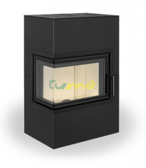 VARIANT L03 černý plech rohový levý 7,5kW teplovzdušný akumulační krb / Romotop - CZ /