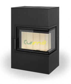  VARIANT R03 černý plech rohový pravý 7,5kW teplovzdušný akumulační krb / Romotop - CZ /